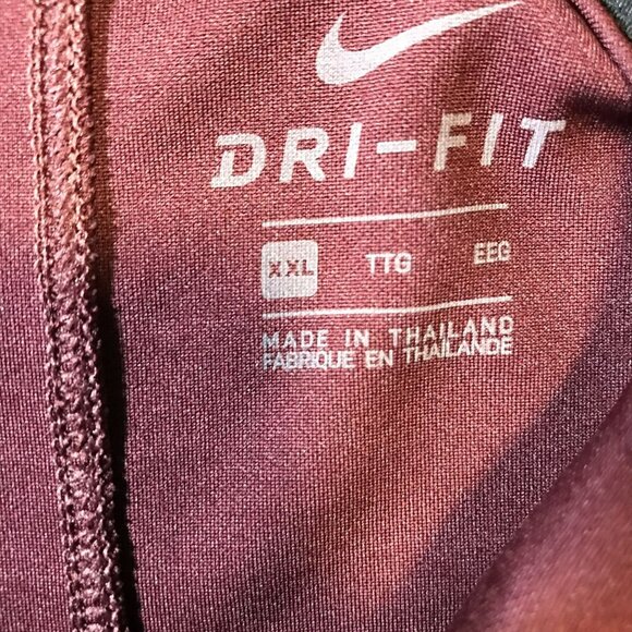 Nike DRI-FIT Men's 2-Button Golf Polo Shirt Sz XXL in Burgundy Stripe Activewear - Picture 9 of 11